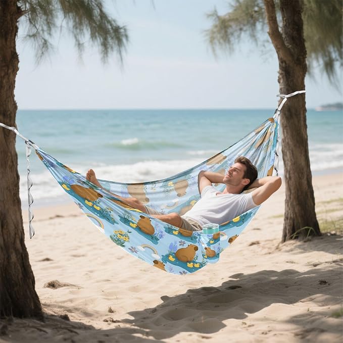 Camping Hammock Outdoor Hammocks for Outside Duck Capybara Lovely Beach Trees Portable Lightweight with Pockets Tree Straps Indoor