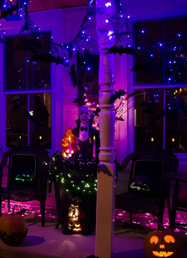 39FT Purple Halloween Lights, 100 LED Outdoor Christmas Mini String Lights | 8 Lighting Modes, Connectable, Waterproof, Halloween Decorations for Haunted House Ghost Holiday Party Xmas Tree Indoor Decor