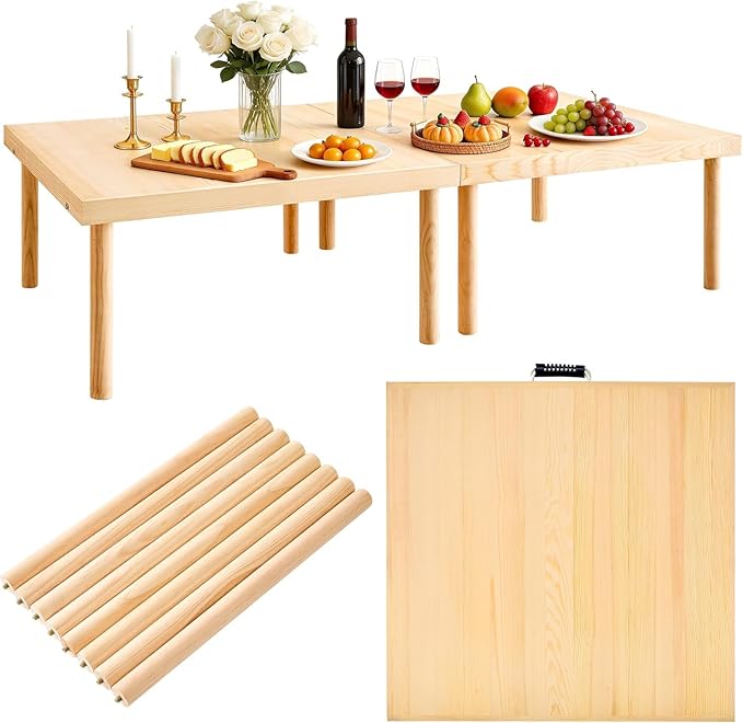 48"x24" Boho Wooden Picnic Table, Portable Wood Picnic Desk,Solid Wood Picnic Table, Boho Low Picnic Floor Desk for Beach, Camping, Backyard, Floor Seating