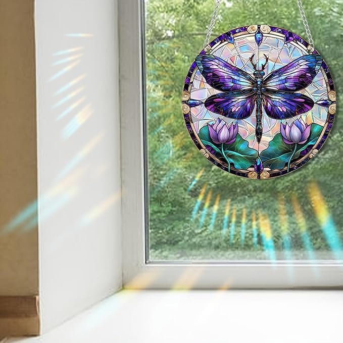 Acrylic Suncatcher Window Hanging, Hummingbird Sun Catcher Rainbow Indoor Window Decoration for Living Room Bedroom Summer Home Balcony Ornaments, 7.87 inches