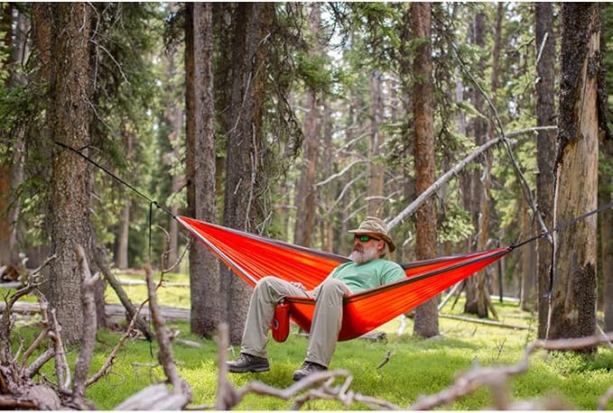 YUKON OUTFITTERS Outdoor Camping Patriot Hammock w/Tree Straps, Olive/Red