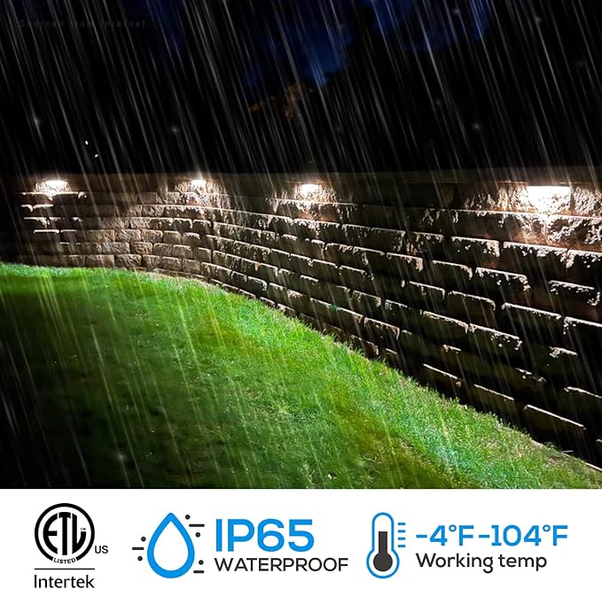 LEONLITE 8-Pack 5CCT 12 Inch LED Hardscape Lighting, 2200K-5000K | LED Landscape Lighting, 12-24V AC/DC Paver Light Low Voltage Retaining Wall Lights, 7W Outdoor Step Lights, ETL