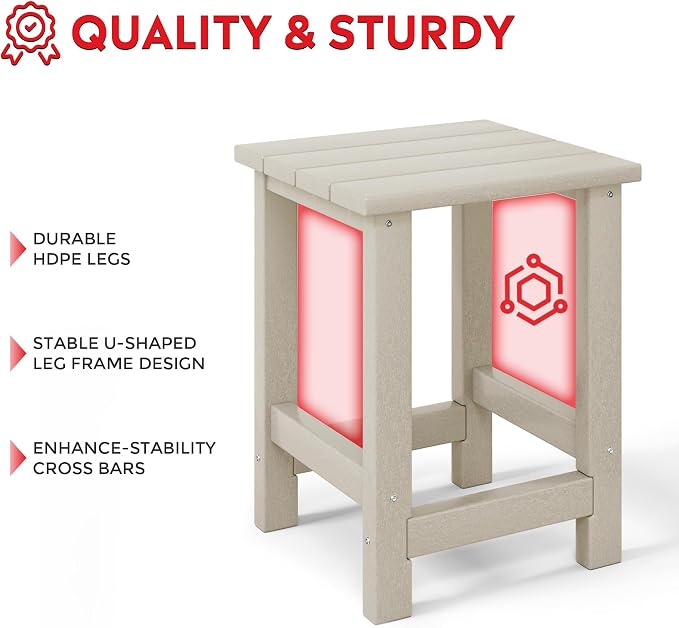 Costaelm Kids Outdoor End Table, Small Patio Table, Outdoor Side Table Porch Table Adirondack Patio Side Table for Outside, Pool, Porch, Garden, Sand