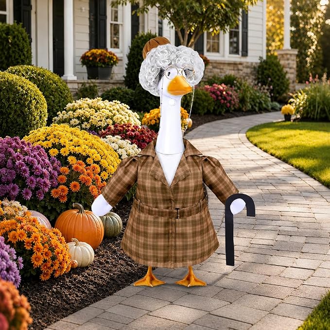 Old Lady Porch Goose Outfits Spring Summer Grandma Goose Clothes for 23" Porch Goose 100 Days of School Outdoor Garden Patio Yard Lawn Art Decoration