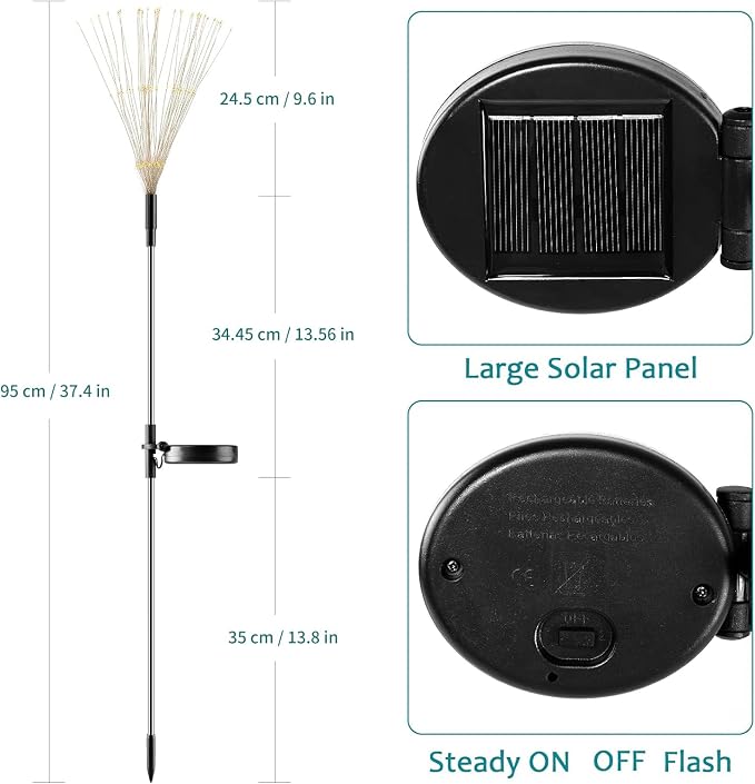 Solar Firework Lights, 2 Pack 120 LEDs 2 Lighting Modes Solar Garden Lights Outdoor Waterproof for Yard Patio Walkway Pathway Party Wedding Christmas Decorative - Mixed Color