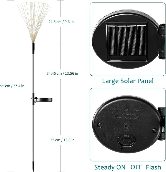 Solar Firework Lights, 2 Pack 120 LEDs 2 Lighting Modes Solar Garden Lights Outdoor Waterproof for Yard Patio Walkway Pathway Party Wedding Christmas Decorative - Pink