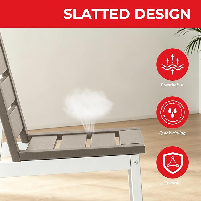 Costaelm Stinson Outdoor Patio HDPE Dining Side Chair, Weathered Wood