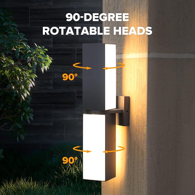 LUTEC Cuba 3000K 2000LM LED Porch Wall Light Outdoor, Modern Exterior Lights Fixture, Waterproof Wall Lamp Sconce Outside for House, Patio, Home, Entryway-Grey