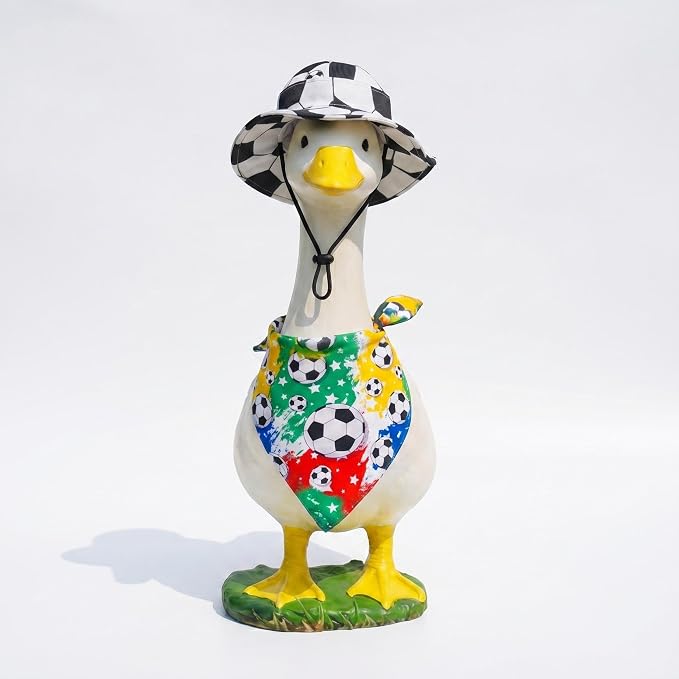 Soccer Porch Goose Outfits – 2PCS Goose Outfits for Porch Goose with Bandana & Adjustable Classic Black-and-White Hat for 23", Outdoor Porch Goose Decor for Game Day, Soccer Season & Yard Display