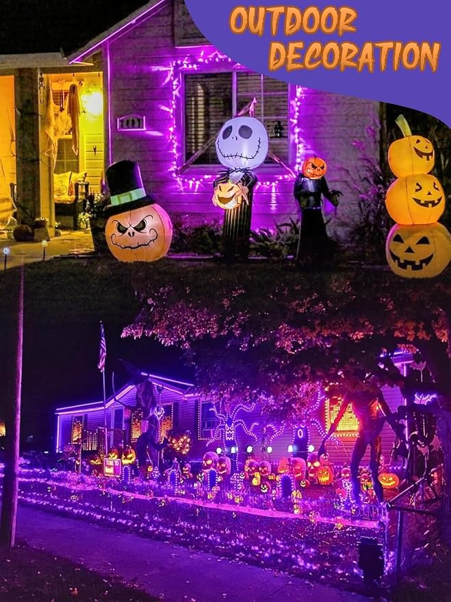 Halloween Fairy String Lights Battery Operated 100 LED 33FT 4 Pack Purple | Timer, 8 Modes, Remote Control, Brightness Adjustable Waterproof Twinkle Lights for Indoor Outdoor Party Cpreepy decorations