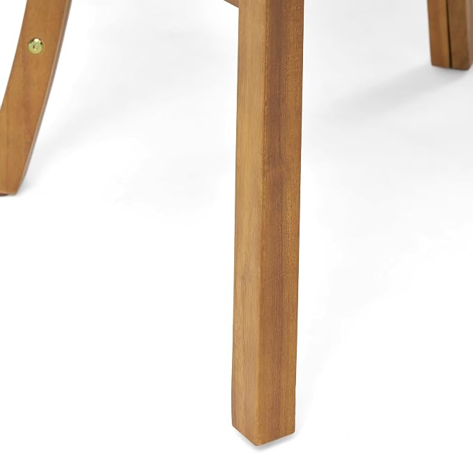 Christopher Knight Home Badaz Acacia Wood Patio Dining Set for 2, Solid Wood Outdoor Dining Table Set for 2, 3 Piece Outdoor Dining Set with Round Table and Armchair with Seat Cushion, Teak+Cream