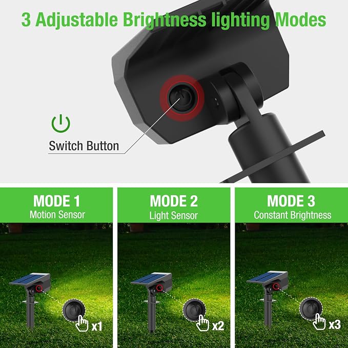 nipify Solar Lights Outdoor Waterproof, Motion Sensor Spot Landscape Light | 4 Pack/3 Modes/56 LED, Cool White, Waterproof, Solar Powered, Landscaping, Lighting for Outside Pathway Yard Garden Walkway