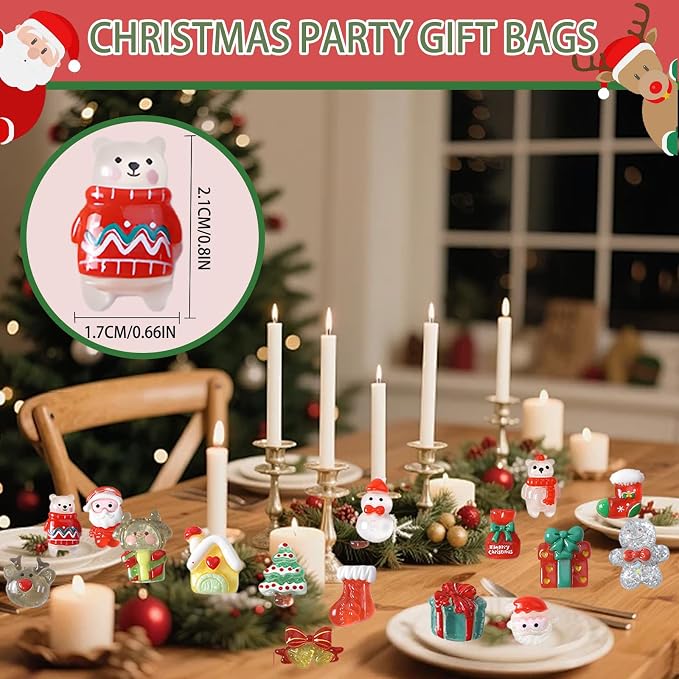 Mini Glow In The Dark Animal Resin Models, Resin Animals Mystery Bags, Individually Wrapped Blind Bags Tiny Animal Figurines, Collectible Mini Animals For Fairy Garden, DIY Crafts (50, Christmas)