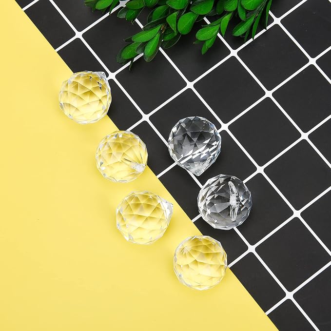 MerryNine 30mm/1.18" 15 Pack Crystal Ball Prism Sun Shine Catcher Rainbow Pendants Maker, Hanging Crystals Prisms for Windows, for Feng Shui, for Gift (Clear)