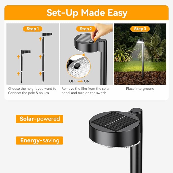 Ahaorigin 12 Pack Solar Pathway Lights Outdoor, 12 Brighter LED Solar Lights Outdoor Waterproof, Up to 12 Hrs Modern Path Light for Yard Garden Walkway Driveway Lawn, Cool White