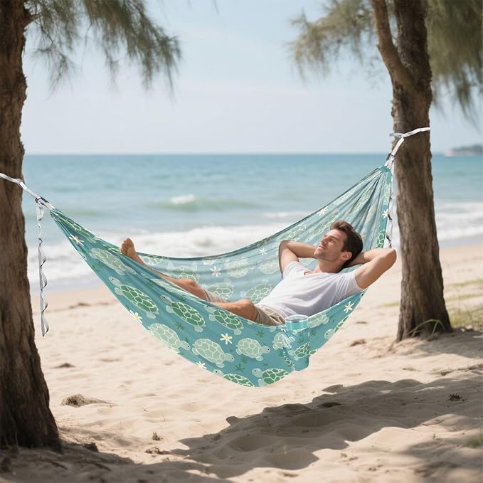 Camping Hammock Outdoor Hammocks for Outside Turtle Tortoise Cute Beach Trees Portable Lightweight with Pockets Tree Straps Indoor