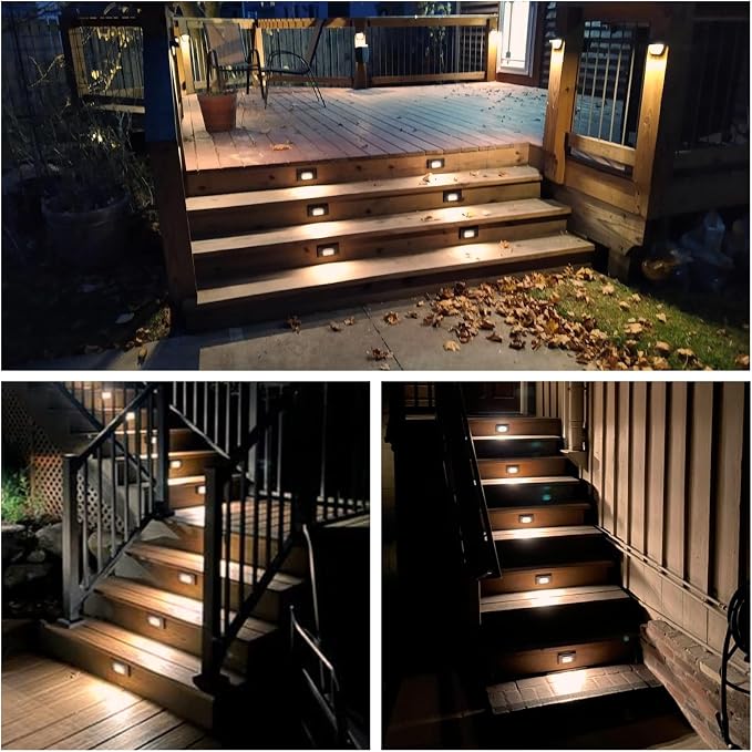 6 Pack Low Voltage LED Stair Light, Surface Mount Outdoor Step Lights with Horizontal Louvered Faceplate for Steps Decks Pathway Stairs Fences, 12V 3W 3000K, IP66 Rated Waterproof, Aluminum