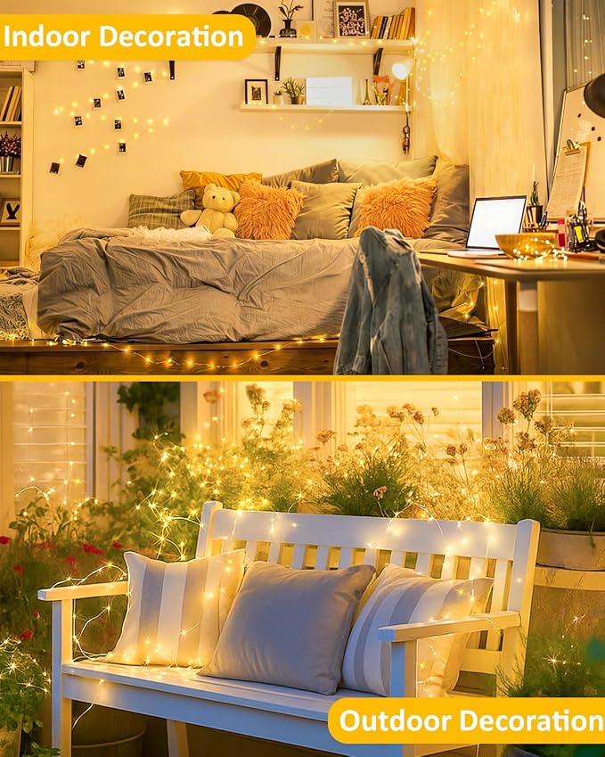 4 Pack 60 LED Fairy Lights Battery Operated with Timer, 20 FT String Lights | Cuttable Copper Wire, Waterproof Battery Lights for Indoor Outdoor, Wedding, Centerpiece, Bedroom, DIY, Christmas Decorations