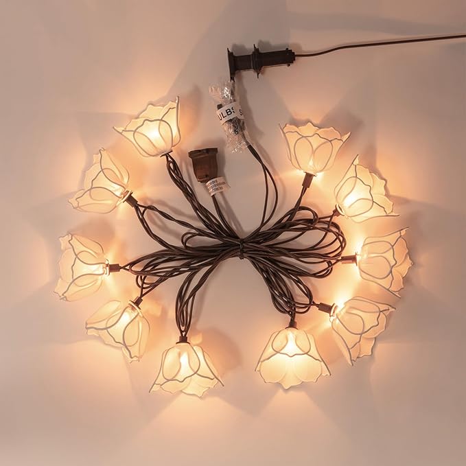 Decorative String Lights Plug in with 10 Bulbs, Flower Garland Fairy Lights Connectable Weatherproof Outdoor Indoor for Wedding Garden Pergola Bedroom Porch Floral Home Decor (White)