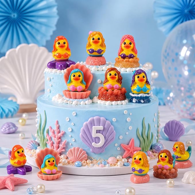 72 Pcs Mini Resin Mermaid Ducks Bulk Tiny Duckies Small Basket Stuffers Gifts for Table Party Decorations Favors
