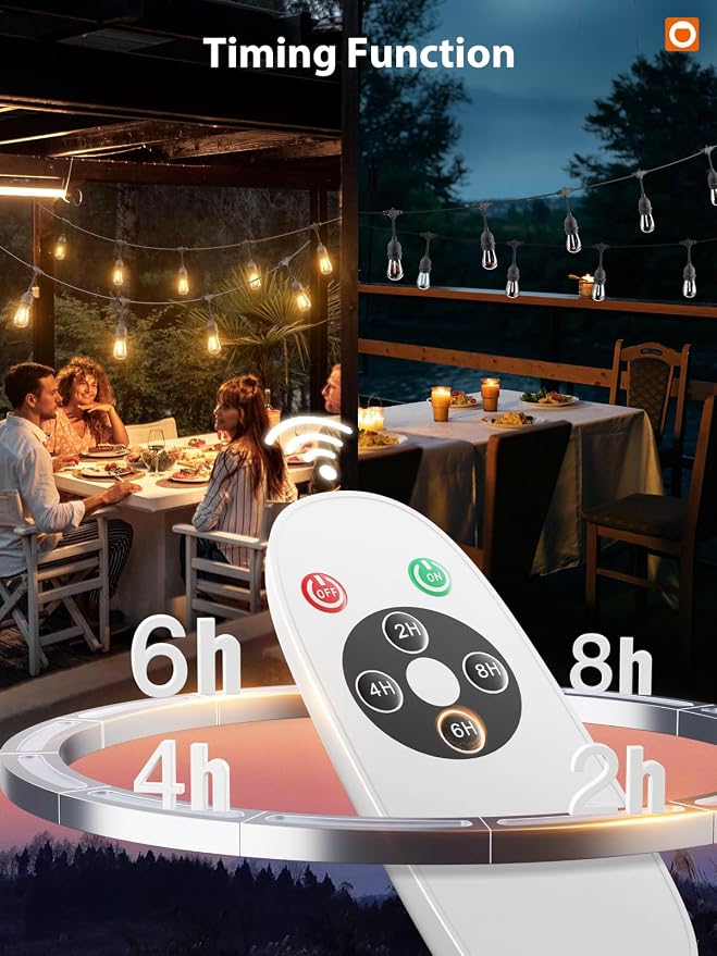 addlon LED Outdoor String Lights 48FT with Timer Edison Vintage Bulbs ETL | Commercial Grade Strand with Shatterproof Bulbs, Decorative Hanging Lights for Patio Backyard Garden Cafe Bistro Deck