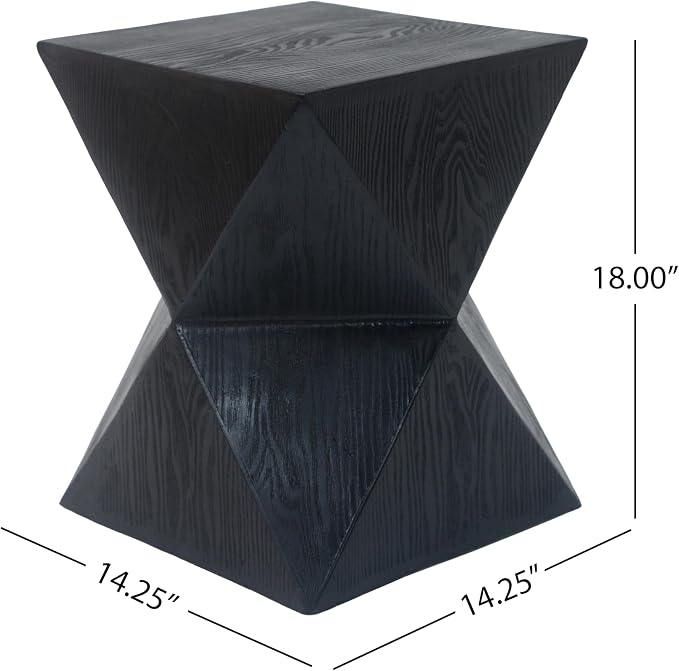 Concrete Side Table, Black, Prismatic Shape