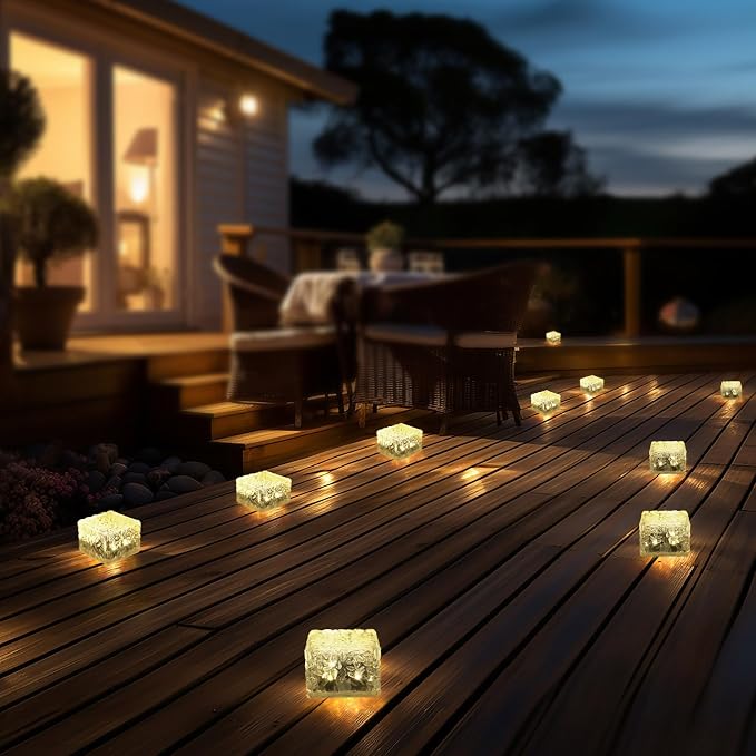 MLKNK Solar Brick Lights-Outdoor Solar Lights for Yard 6 Pack Garden Decor | Solar Brick Landscape Path Light for Pathway Patio Walkway Backyard Decoration