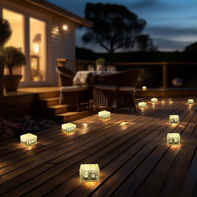 MLKNK Solar Brick Lights-Outdoor Solar Lights for Yard 3 Pack Garden Decor | Solar Brick Landscape Path Light for Pathway Patio Walkway Backyard Decoration
