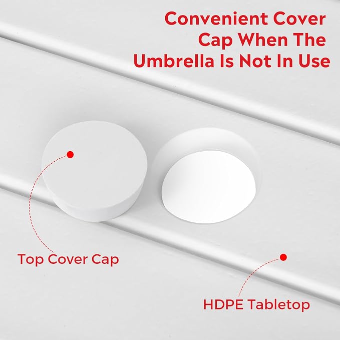 Costaelm Patio Bistro Table, 37" Counter Height Round Patio Cocktail Bar Table with Umbrella Hole, Outdoor Bistro Dining Pub Table for Front Porch Deck Backyard Garden, White