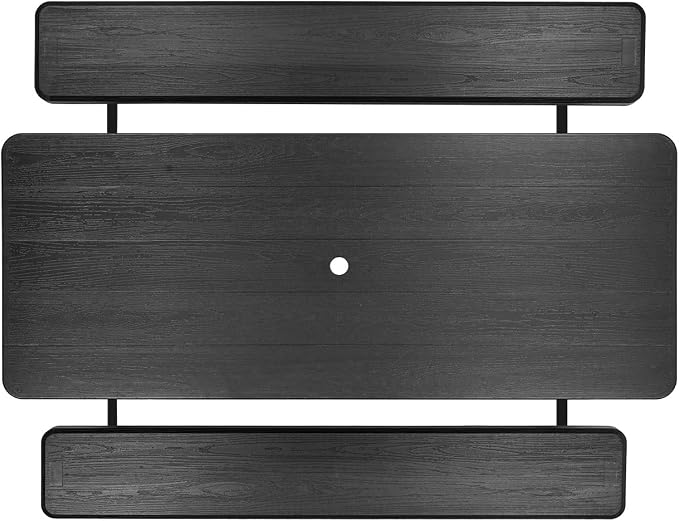 VEVOR Foldable Picnic Table, 6 FT Folding Picnic Tables with Benches, Steel Outdoor Bench Set with Umbrella Hole, Large Outside Dining Table for Patio Garden Yard Poolside (Black)