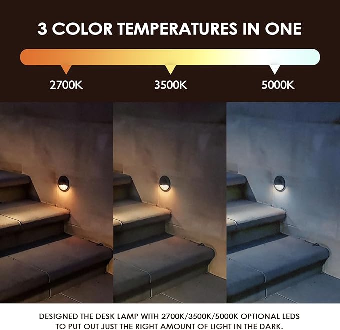 LED Low Voltage Deck Lights Outdoor Waterproof,6-Pack 3CCT Deck Lighting Fixtures Landscape Step,3W,12V-24V AC/DC Die-cast Aluminum Housing Fence Lamp Wired 2700K/3500K/5000K (Brown)