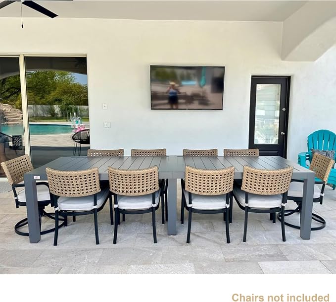 PURPLE LEAF Outdoor Dining Table 121" X 37" Slatted Tabletop Large Aluminum Rectangular Patio Dining Table for 10, Weather-Resistant Patio Table for Backyard Garden Lawn Porch Deck
