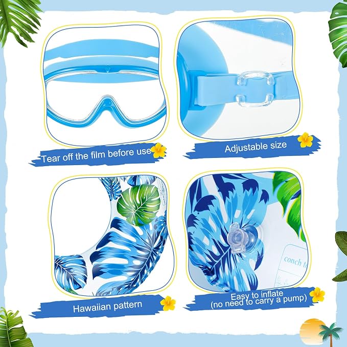 Aliceset 2 Pcs Summer Porch Goose Outfits Hawaiian Pool Goose Cloth Costume Swimsuit with Swim Ring Sunglasses, Fits 23'' Lawn Statue for Patio Yard Garden Outdoor Decor(Palm Style)