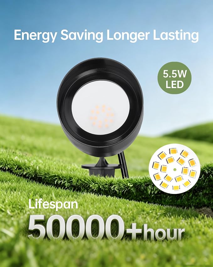 LITFIT Low Voltage Landscape Spotlights,12v Waterproof Outdoor Light,4Pack | Wired Flag Light with Connectors,5.5W 500LM Warm White 2700K LED Landscape Spotlights,Accent Lighting for Yard Tree Garden