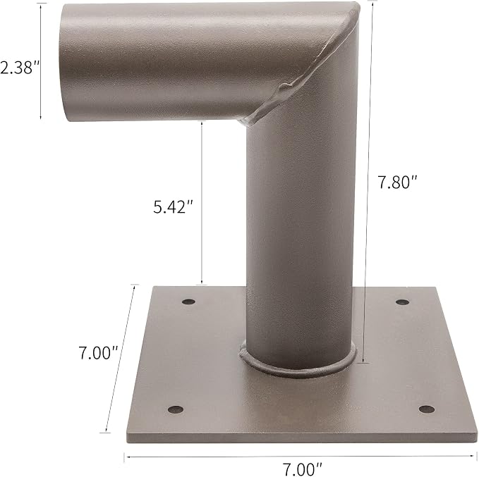 L Shape Wall Mount Bracket Tenon Adapter 2 3/8in Slip Fitter