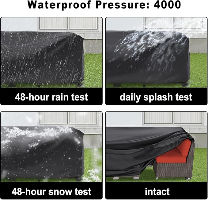 Patio Furniture Covers Waterproof, Outdoor Furniture Covers Rip-proof for Patio Furniture Set Table and Chairs, Windproof UV and Fade Resistant Outdoor Sectional Cover 74"L X 47"W X 28"H