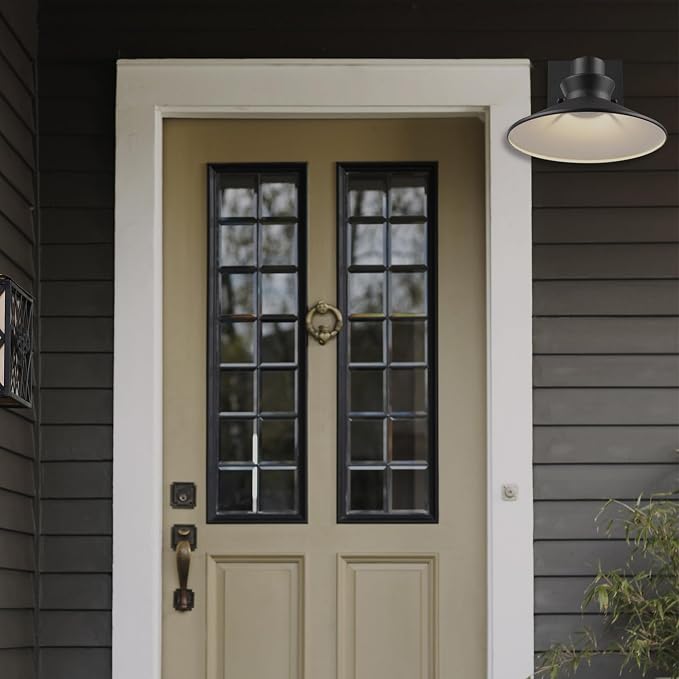 Globe Electric 44686 Harris LED Integrated Outdoor Wall Sconce, Matte Black, 11W, 530 Lumens, 3000 Kelvin