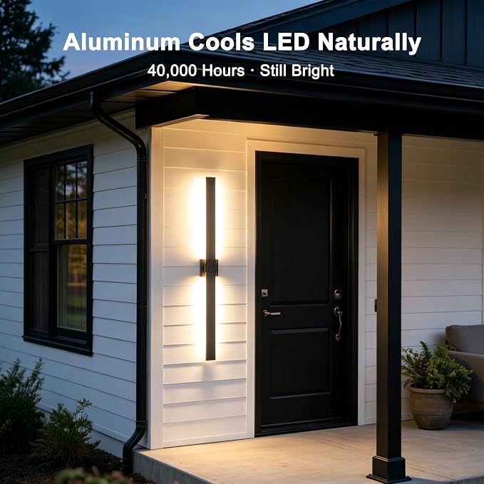 LamQee Aluminum 47 in Long Outdoor Wall Light Fixture, 3000K Integrated LED | Waterproof IP65, Modern Exterior Lights, Linear Outdoor Sconce, Wall Mount Outside Lighting, for House Porch Patio Garage