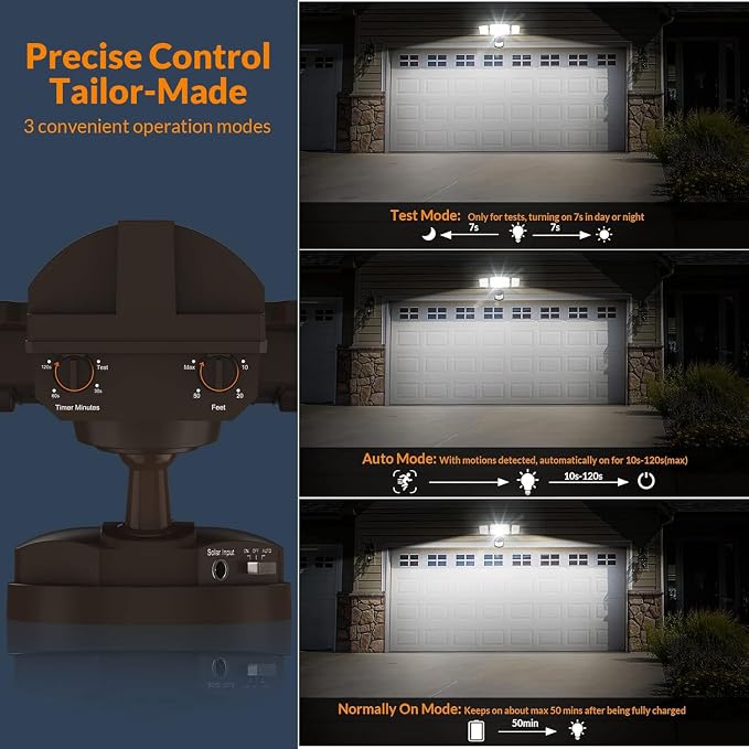 LEPOWER Solar LED Security Lights, PIR Motion Sensor Outdoor, 1600LM, Yard | 5500K Daylight, 72FT180° Motion Sensor Flood Light, 3 Adjustable Head, Easy Install, IP65 Waterproof for Porch, Patio, Garage