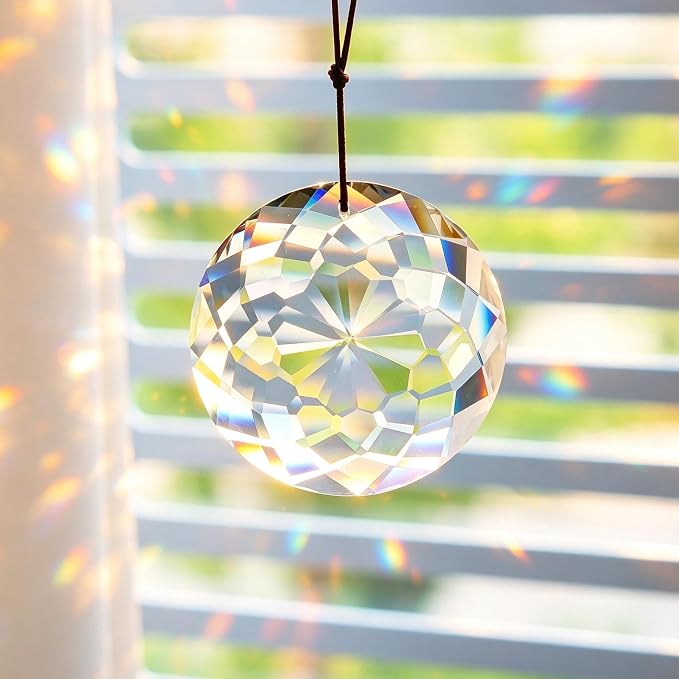 75mm Large Prism Hanging Crystal Suncatcher Clear Sun Catcher Indoor Window | Crystal Flower of Life Prisms,Hanging Crystals,Rainbow Maker,Large Beads,Glass Ornaments For Christmas Tree Home Garden