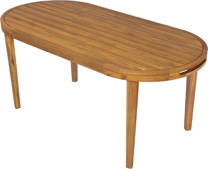 Christopher Knight Home Dorium 70" Oval Outdoor Dining Table, Acacia Wood Patio Dining Table for 4-6 People, Solid Wood Outdoor Table for Patio Deck Garden Backyard Dining, Teak