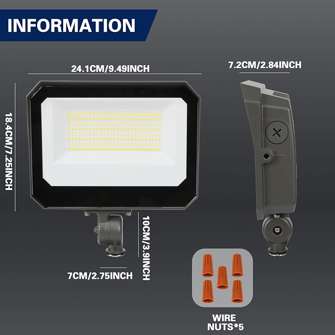 LED Flood Lights Outdoor 35/60/80W and 3000/4000/5000K Adjustable 10400Lm,Dusk-to-Dawn Sensor o Dawn Flood Light for Yard, Garage, Garden,UL Listed,Includes Include Yoke Mount