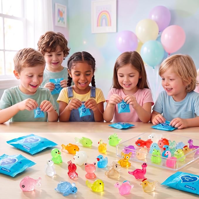 Mystery Toys Blind Bags 60 Mini Resin Animals Variety Pack Glow in The Dark | Miniature Tiny Plastic Animals Figures for Crafts Fish Tank Aquarium Dollhouse Fairy Garden Accessories Decor (Random Style)