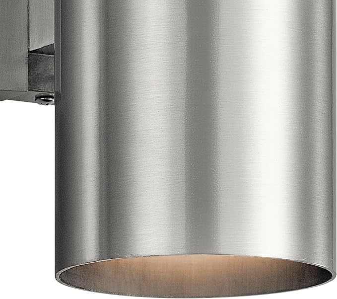 Kichler Cylinders 12" 2-Light Cylinder Outdoor Wall Sconce in Brushed Aluminum, (12" H x 4.75" W), 9244BA