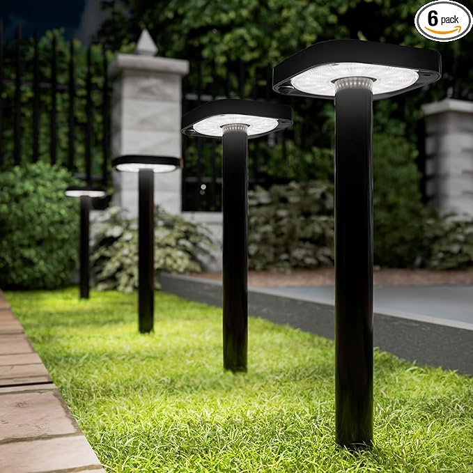 Sunco 6 Pack Square Solar Pathway Lights Outdoor, 2CCT, 2W, Dimmable | Selectable CCT 2700K/4000K, Bright 120LM, Outdoor Patio, Backyard, Garden Landscape Lighting, Home and Accent Lights, 3.7V