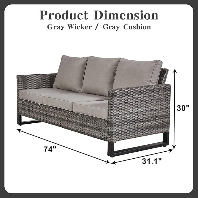 Belord 6 Piece Outdoor Furniture Patio Wicker Sofa Set, Oversize Outdoor Dining Chairs with Rattan Ottomans, Conversation Sets Patio Furniture Come with Removable Washable