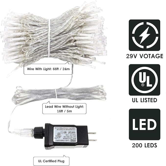 200 LED Connectable String Lights, 66FT Christmas Lights Outdoor Indoor | Multicolor, 13 Modes, Timer, Clear Wire Waterproof Twinkle Fairy Lights Plug in for Bedroom Classroom Patio Xmas Tree Decor