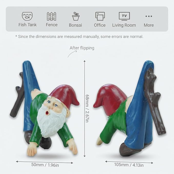 Gnome Statue Gnome Figurine Plant Pot Hugger | Resin Funny Gnome Hanger Ornament Garden Decor for Yard Lawn, Naughty Gift for Plant Parents