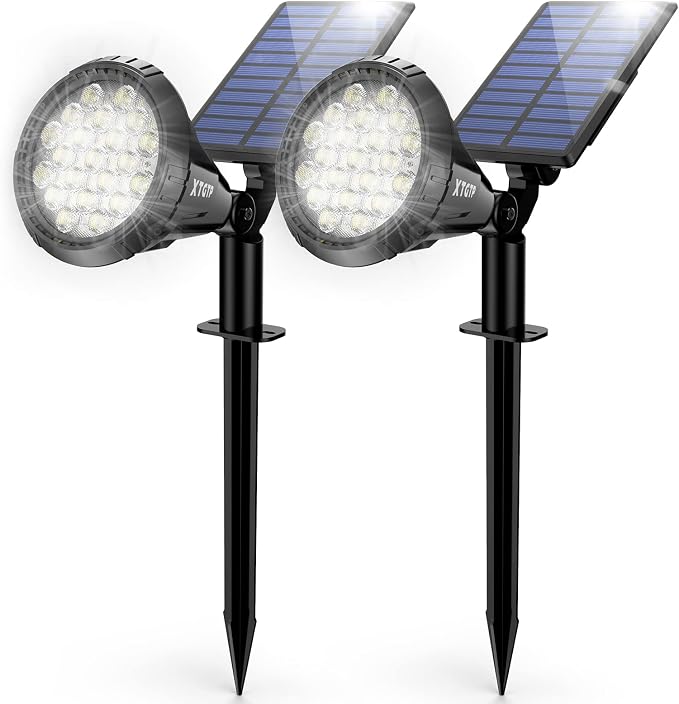 Solar Spot Lights Outdoor, 21 LEDs Solar Outdoor Lights Auto On/Off with 3 Modes, IP67 Waterproof Yard Spotlight Landscape Lighting Garden Wall Lights, 2-in-1 Solar Powered Lights, 2Pack