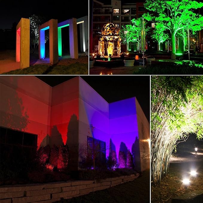 Led Flood Light Outdoor 30W,300W Equivalent, Color Changing RGB Lights | Remote Control, 120 RGB Colors, Warm White 2700K, Timing, Custom Mode, Uplight Landscape Lights,IP66 US 3-Plug (4 Pack)